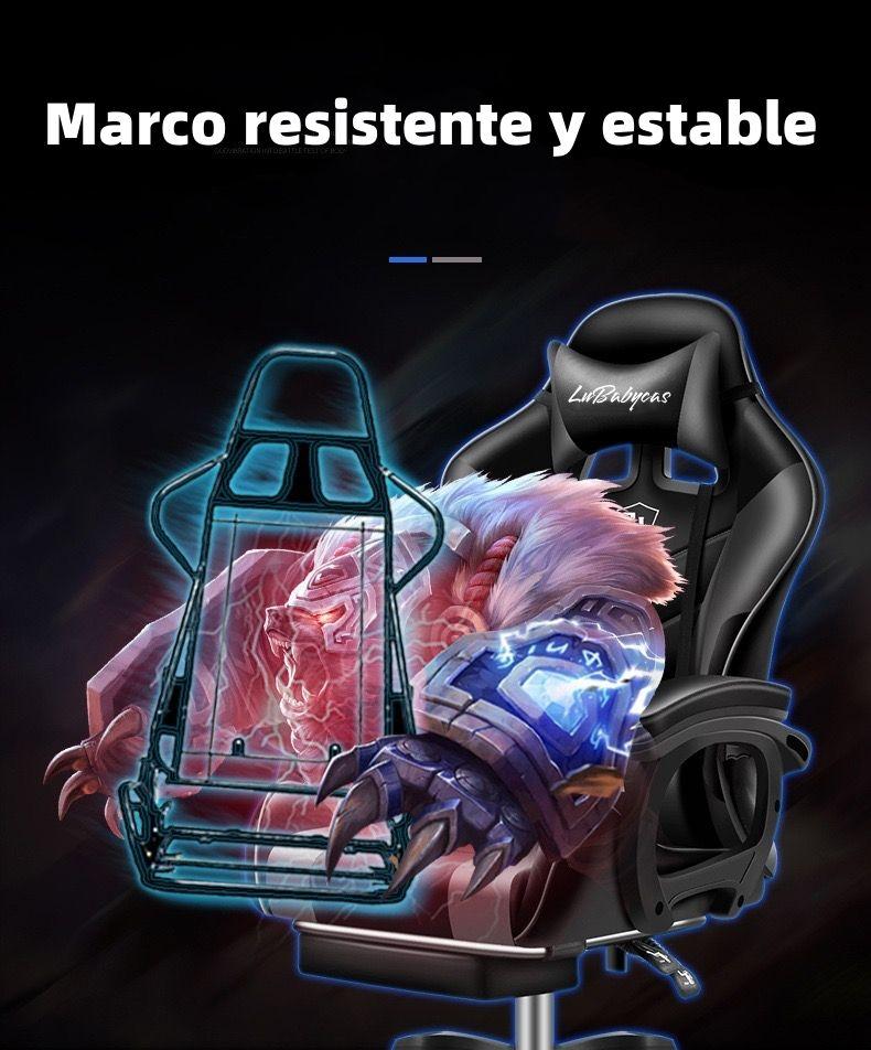 Silla Gamer Reclinable Con Reposa Pies Rosada LuBabycas-6