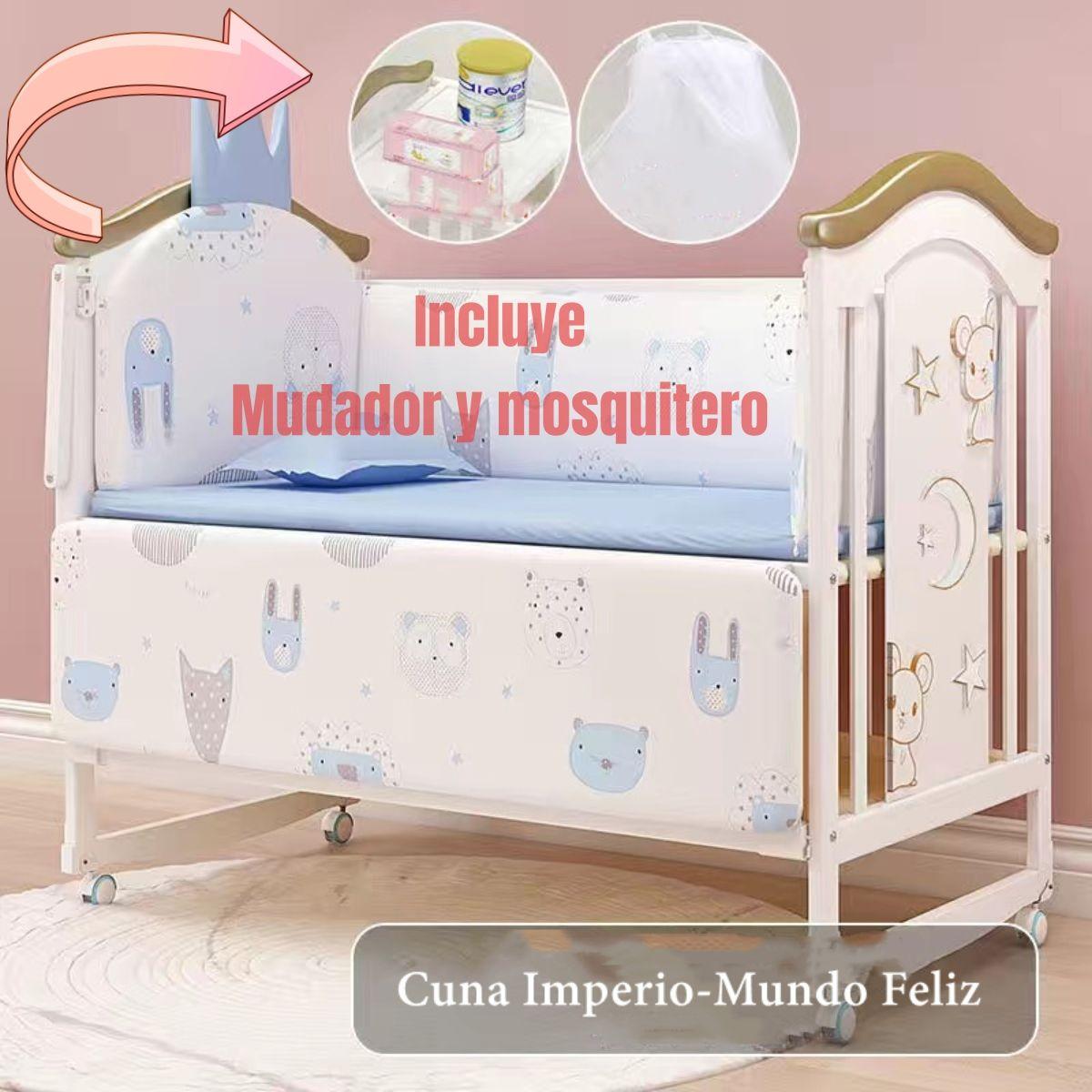 Cuna Colecho Madera Con Mudador Mosquitero Lubabycas Azul-1