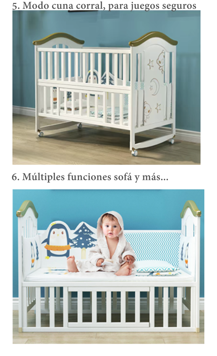 Cuna Colecho Madera Con Mudador Mosquitero Lubabycas Azul-5