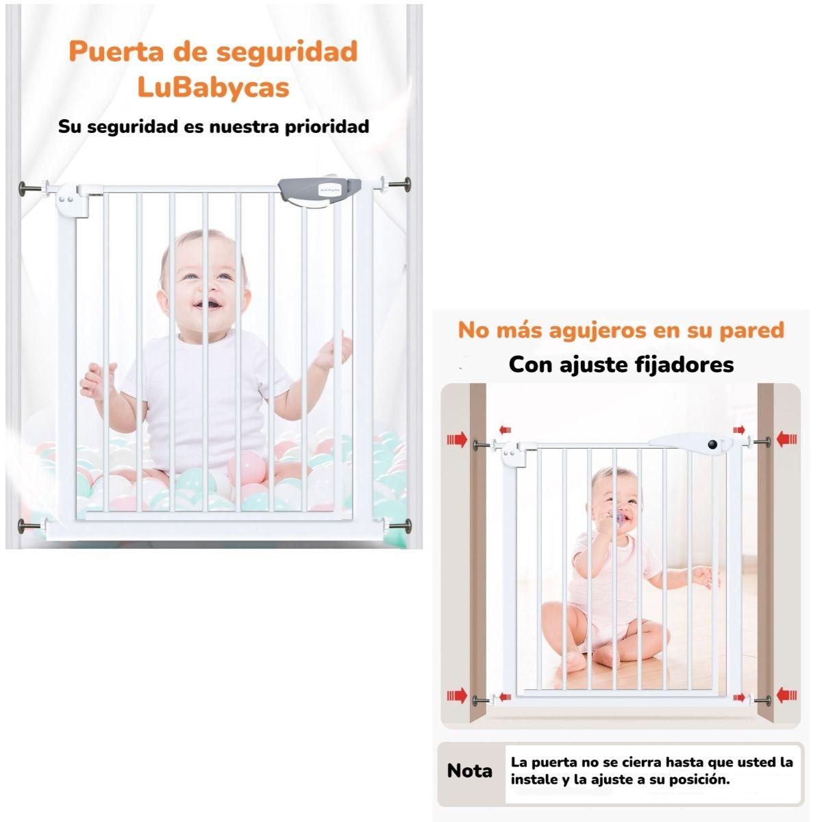 Puerta Seguridad Reja Expandible Para Bebé 77-92cm LuBabycas-1