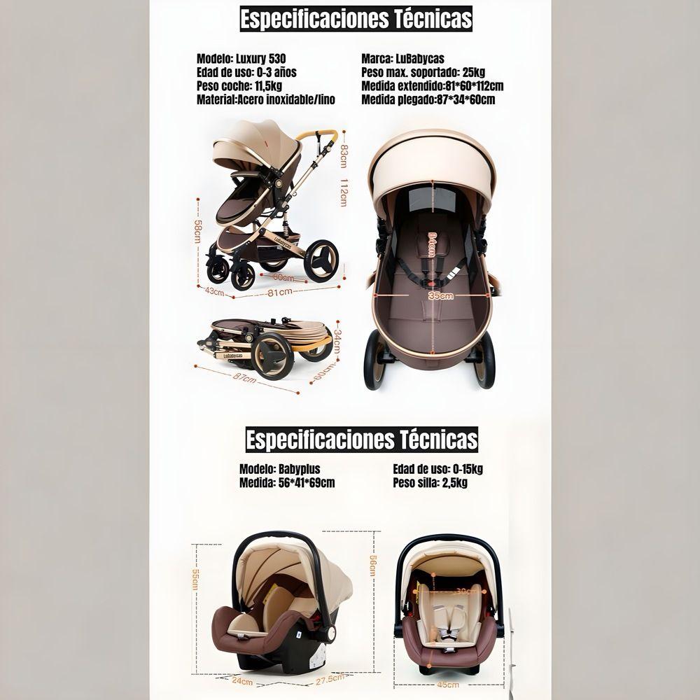 Coche Travel System Con Accesorios Burdeos LuBabycas-2