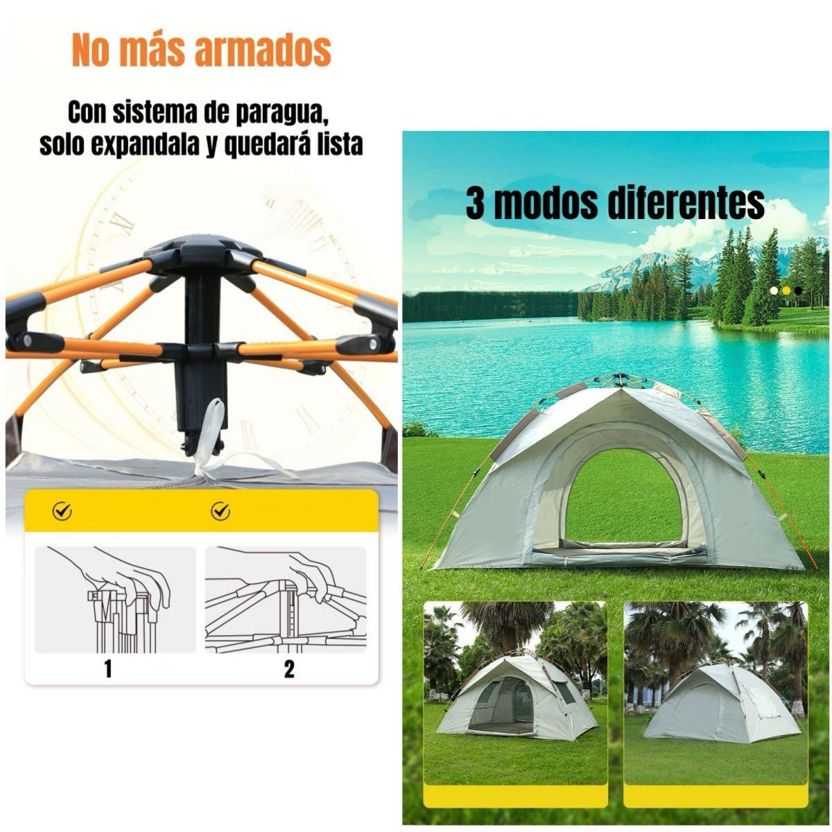 Carpa Camping Automática 4 Personas Con Accesorios Roof Gris-5