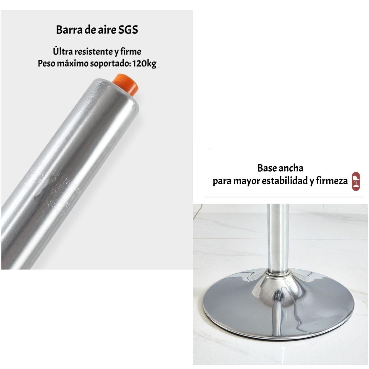 Pack 2 Sillas Piso Bar Blancas Altura Regulable Con Respaldo-6