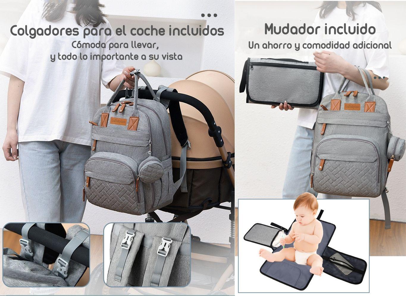 Mochila Maternal Con Monedero Y Colgador Lubabycas Azul-2