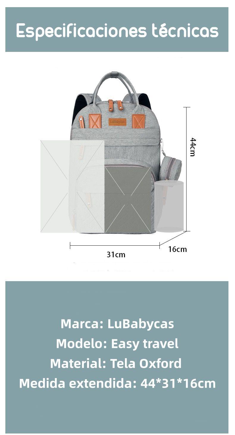 Mochila Maternal Con Monedero Y Colgador Lubabycas Azul-7
