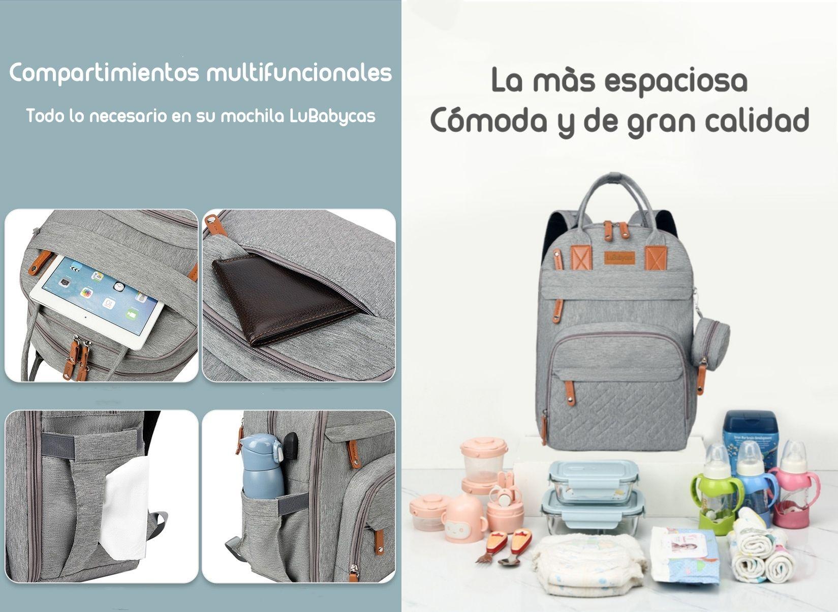Mochila Maternal Con Monedero Y Colgador Lubabycas Azul-5