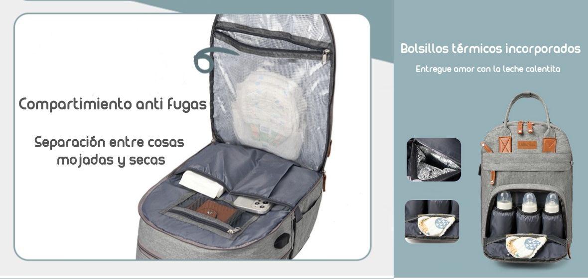 Mochila Maternal Con Monedero Y Colgador Lubabycas Azul-6