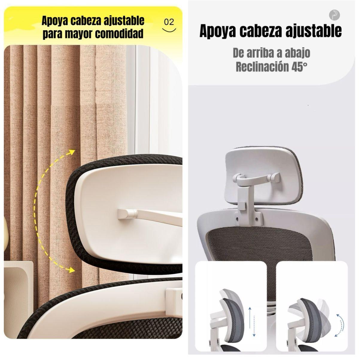 Silla De Escritorio 360° Kikka Con Apoyacabeza Negra-3