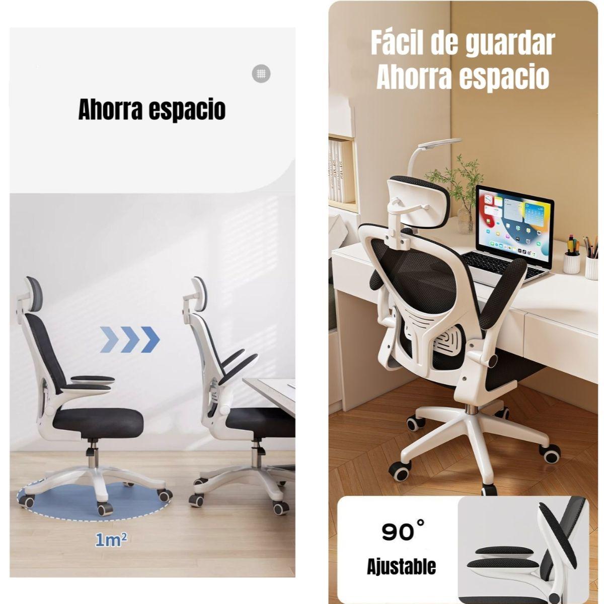 Silla De Escritorio 360° Kikka Con Apoyacabeza Negra-5