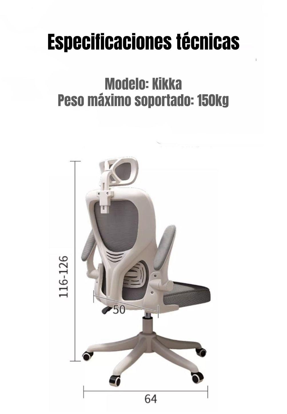 Silla De Escritorio 360° Kikka Con Apoyacabeza Negra-7