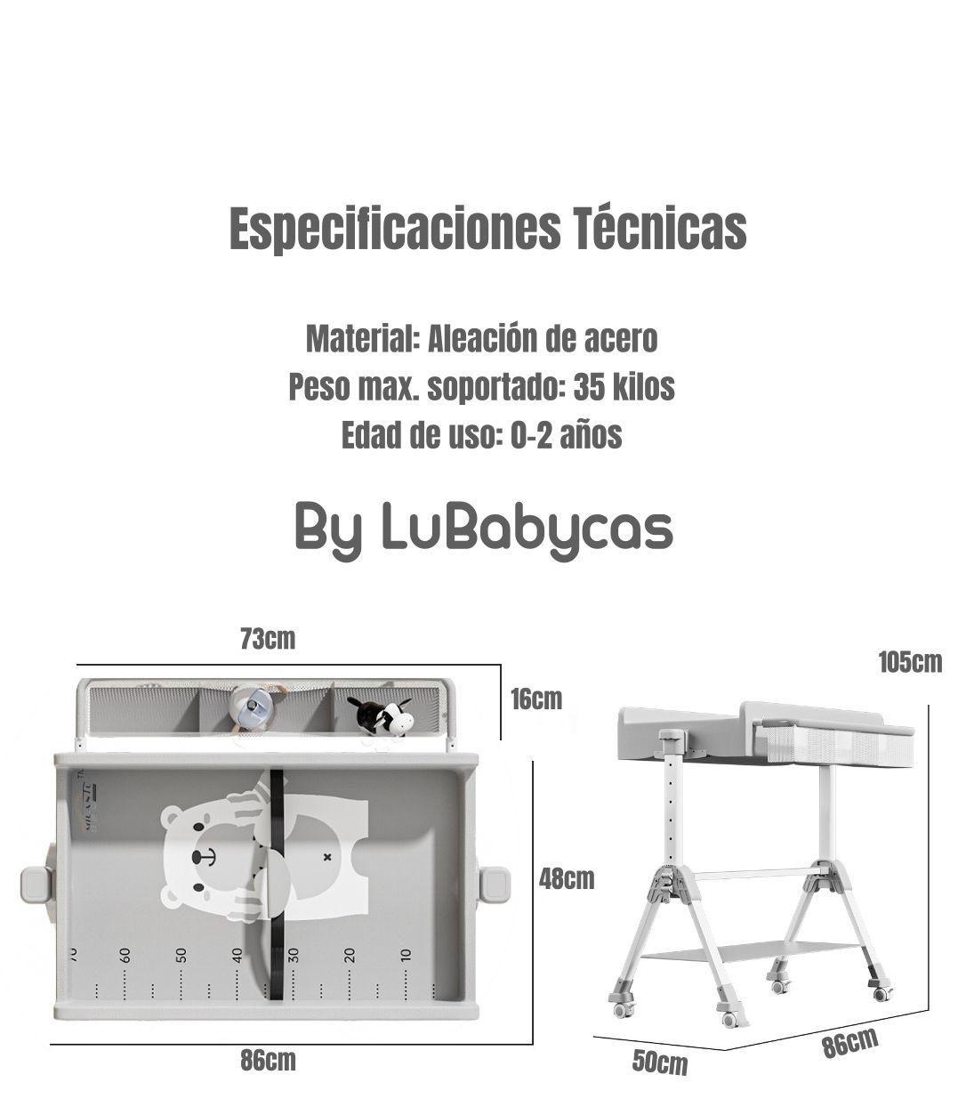 Mudador De Pañales Plegable 3 En 1 LuBabycas Gris-7