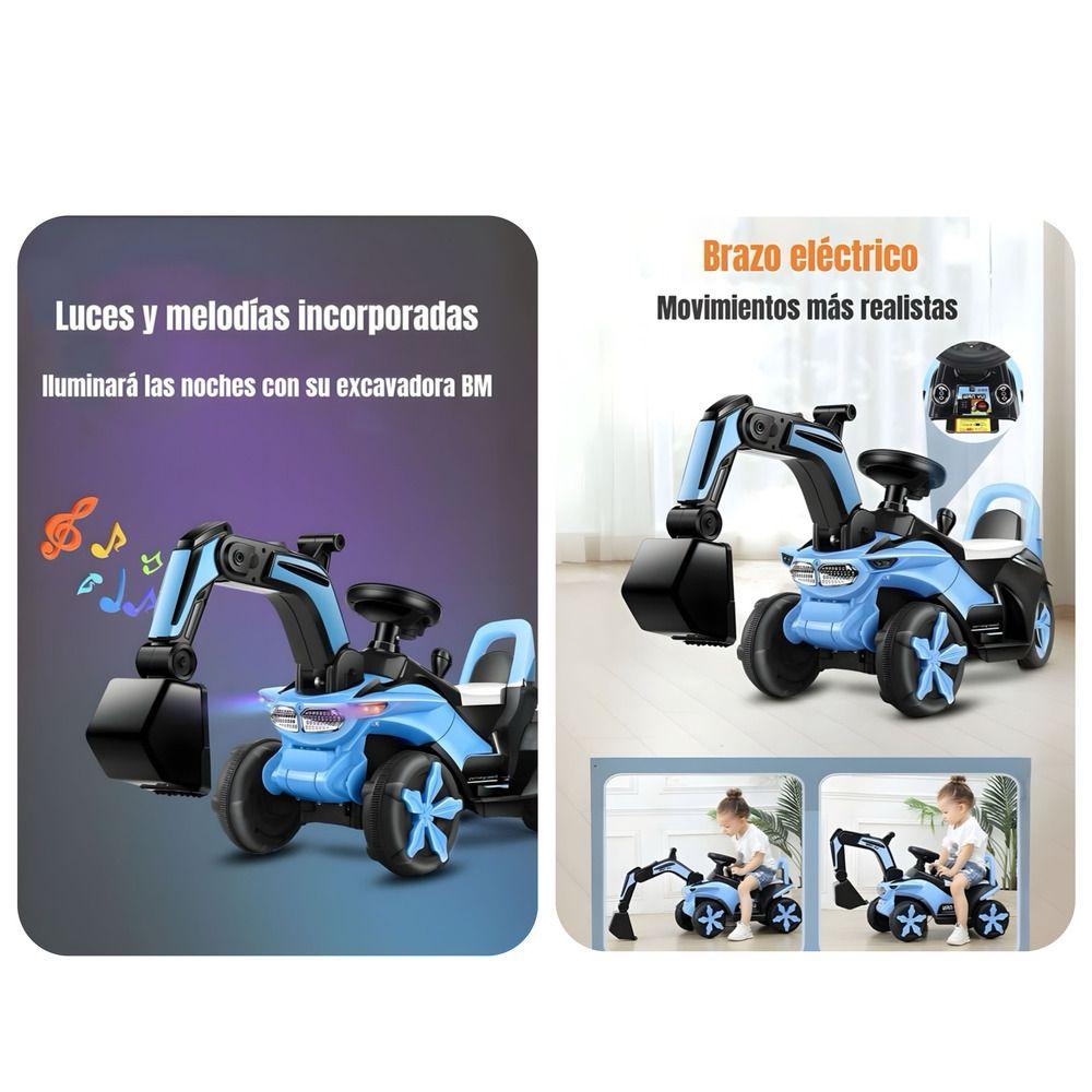 Excavadora Eléctrica Montable Luces Música Azul LuBabycas-4