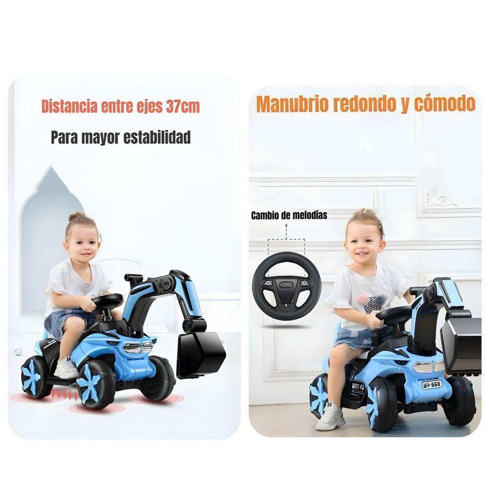 Excavadora Eléctrica Montable Luces Música Azul LuBabycas-7