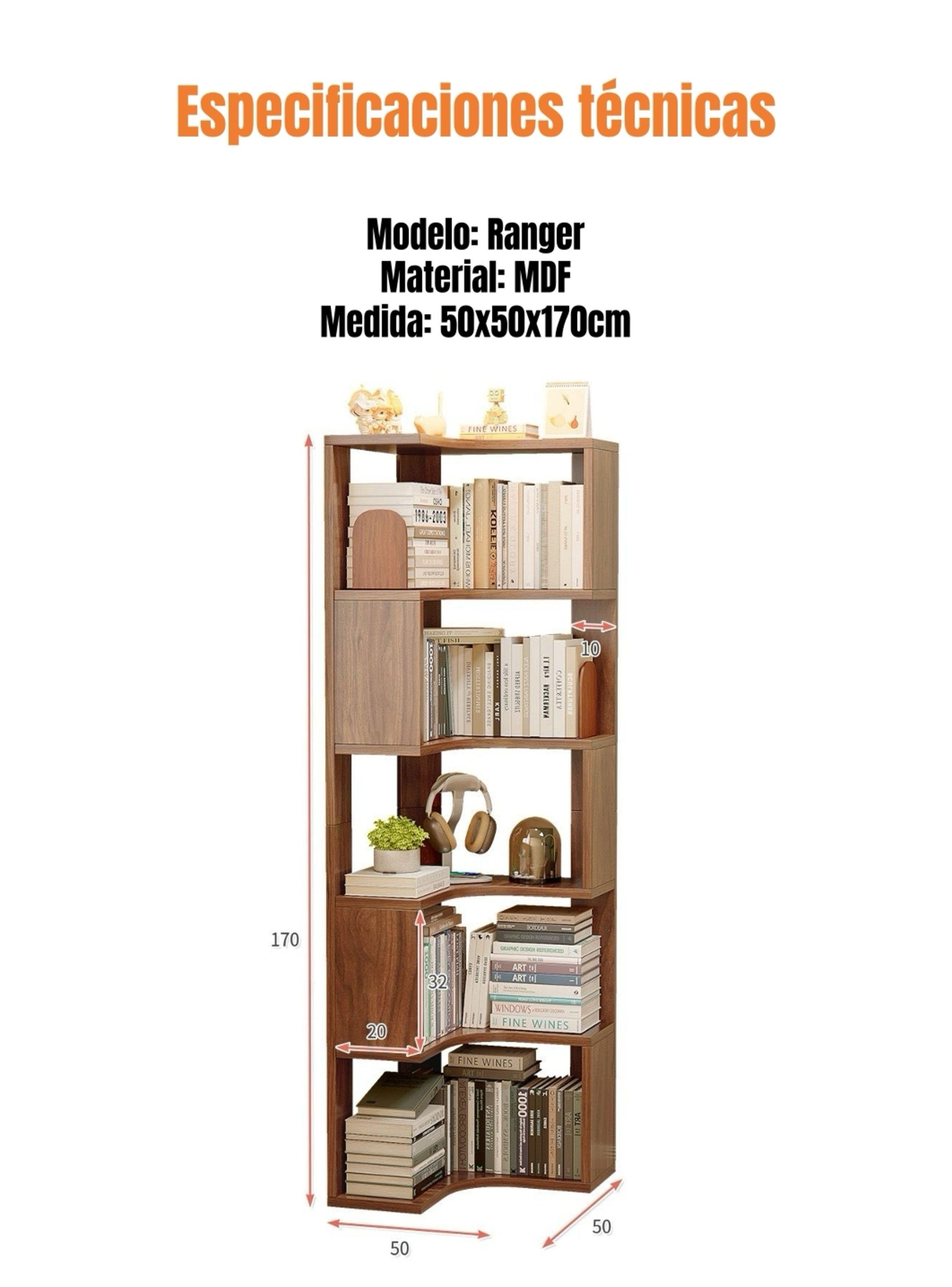 Biblioteca Librero Estantería Blanco 5 Niveles 170cm Ranger-8