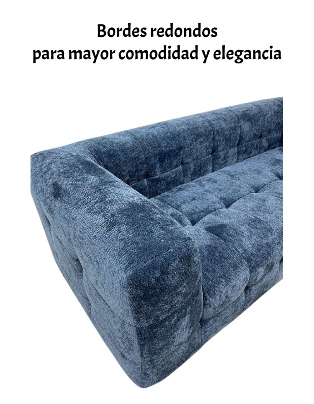 Sofá Comprimido Tela De Pana 200x90cm K30 Azul-5