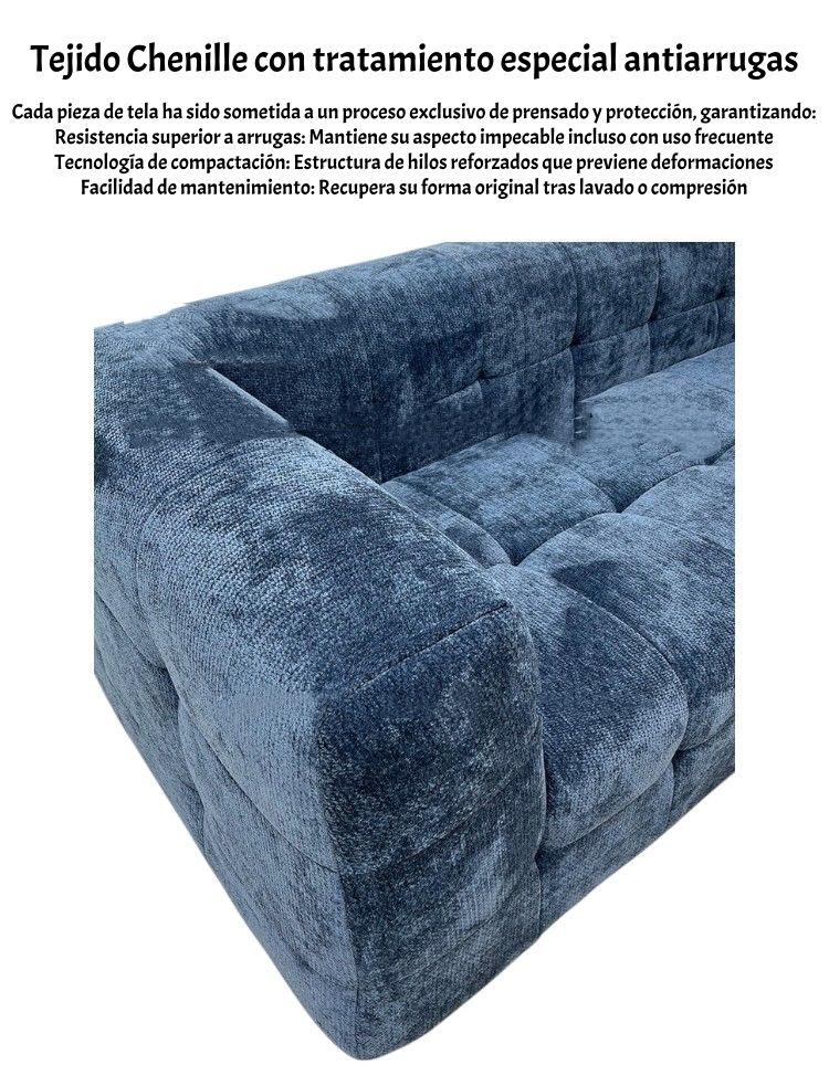 Sofá Comprimido Tela De Pana 200x90cm K30 Azul-6