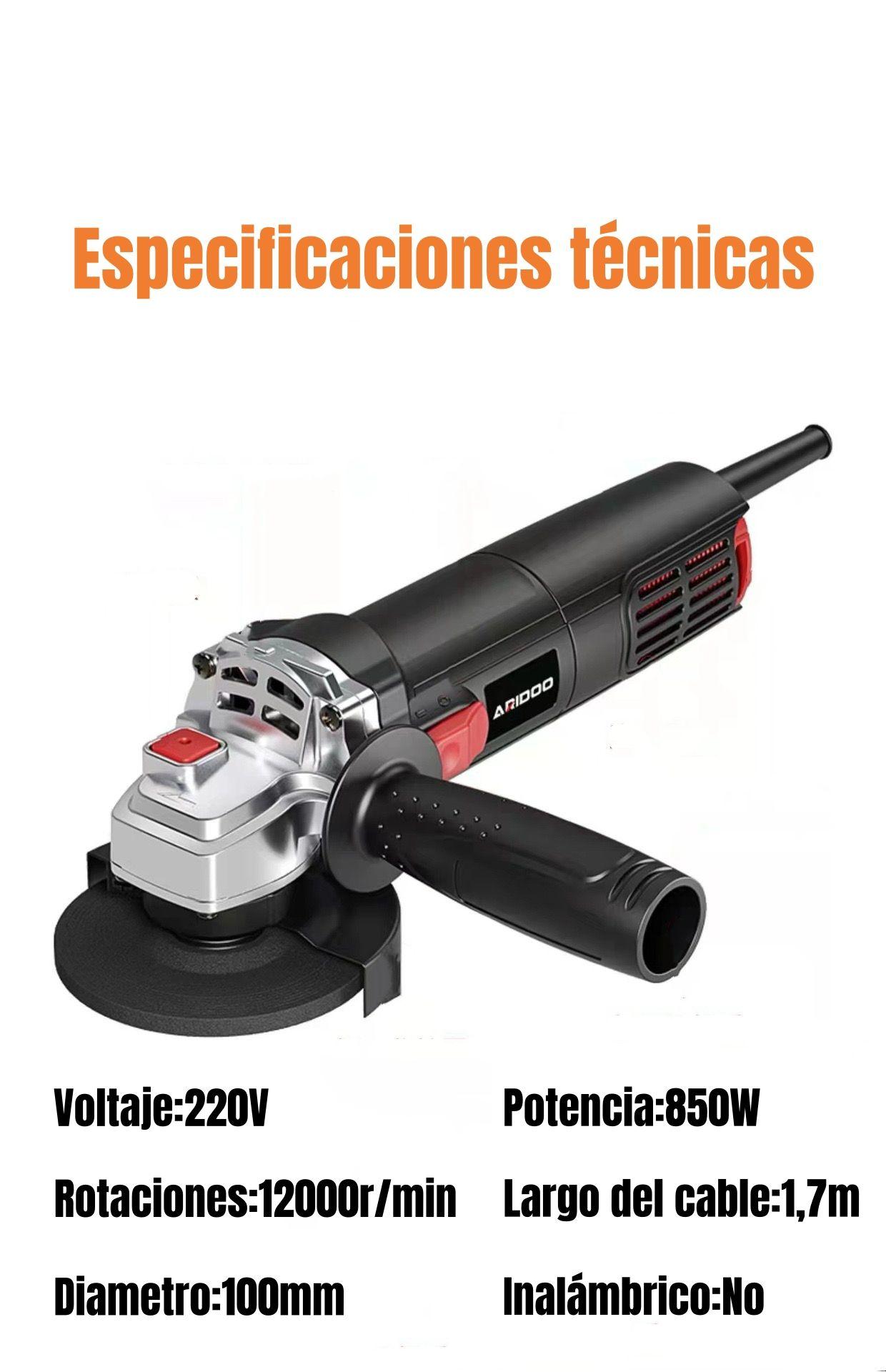 Esmeril Angular Eléctrico 850W Con Discos Más Accesorios-8