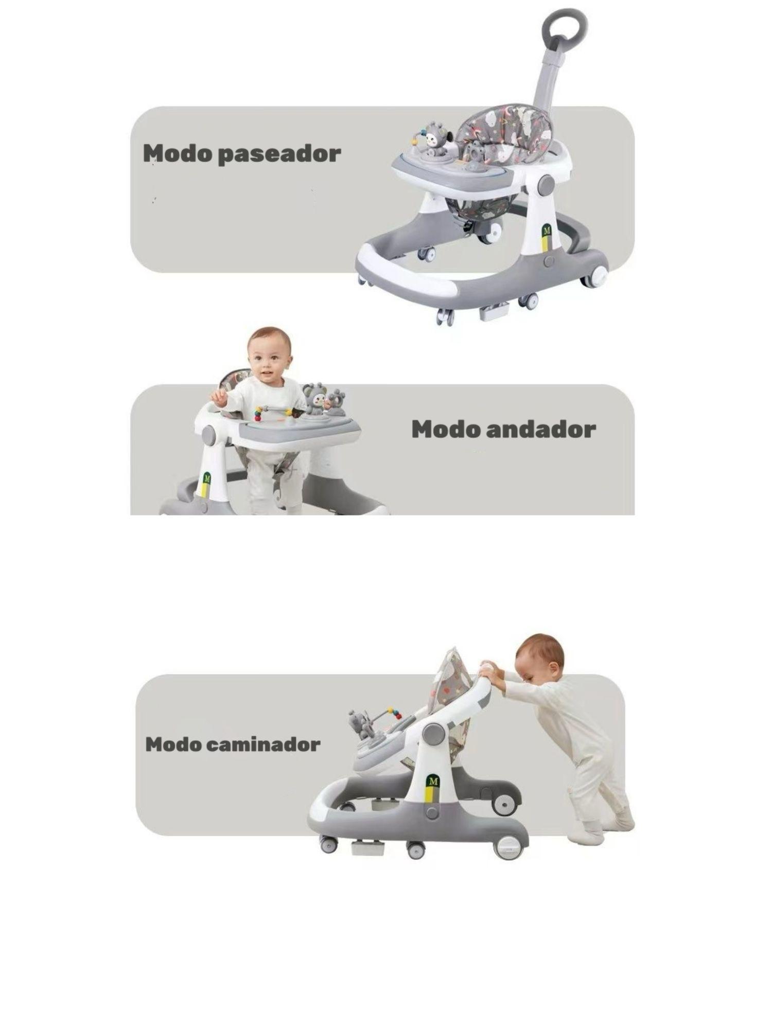Andador Caminador 5 En 1 Con Apoya Pies Lubabycas Gris-2
