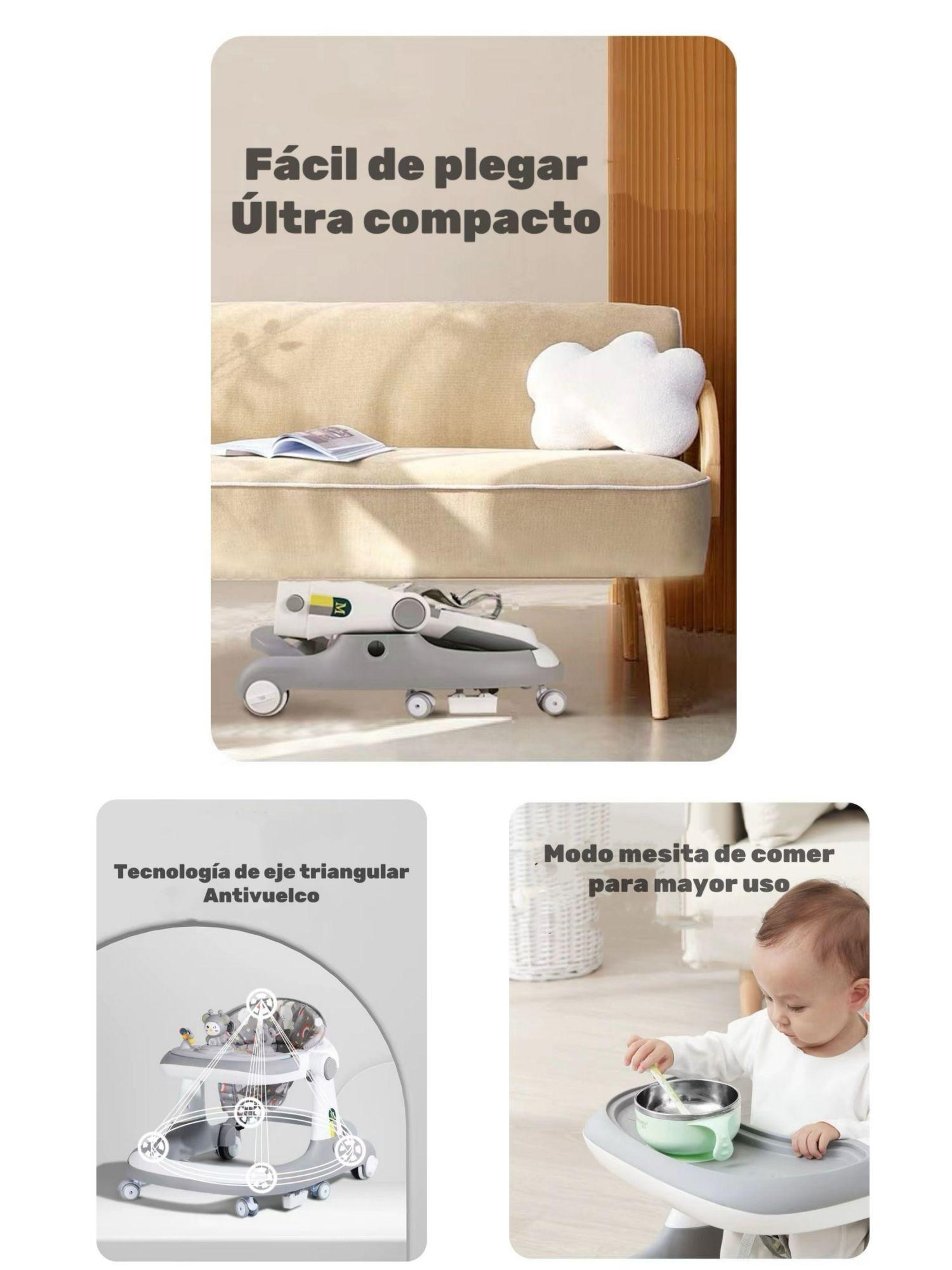 Andador Caminador 5 En 1 Con Apoya Pies Lubabycas Gris-3