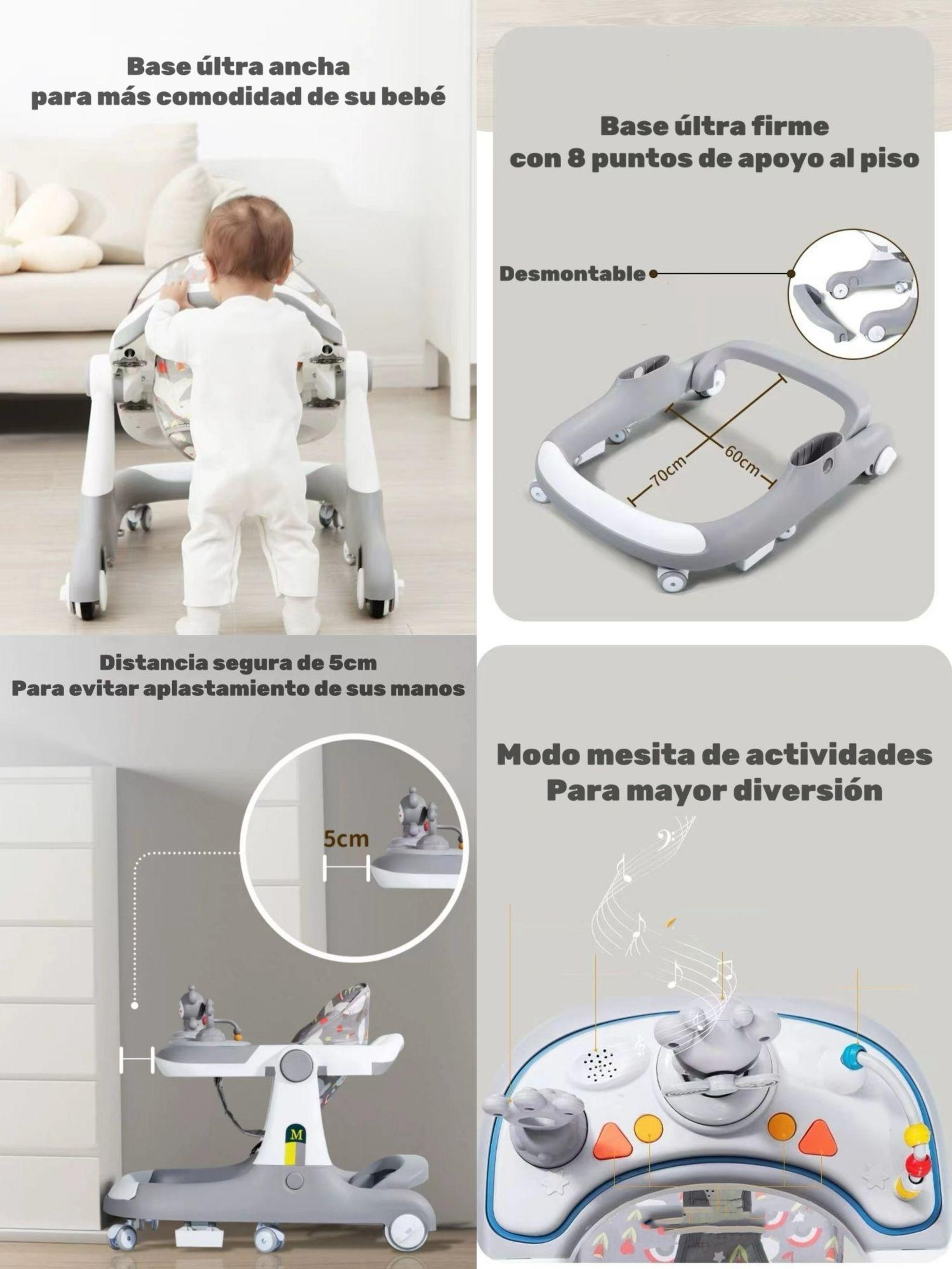Andador Caminador 5 En 1 Con Apoya Pies Lubabycas Gris-5