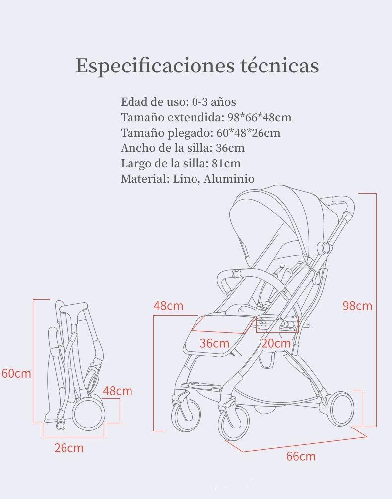 Coche De Paseo Últra Compacto Con Accesorios Gris Lubabycas-6