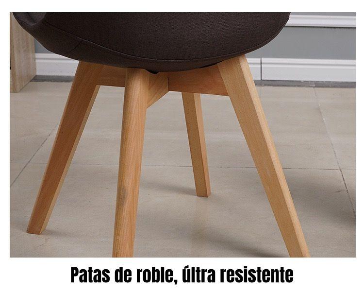 Set 4 Sillas De Comedor De Tela Madera Gris Fabric LuBabycas-2