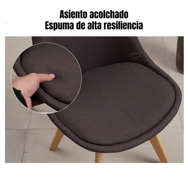 Set 4 Sillas De Comedor De Tela Madera Gris Fabric LuBabycas-3