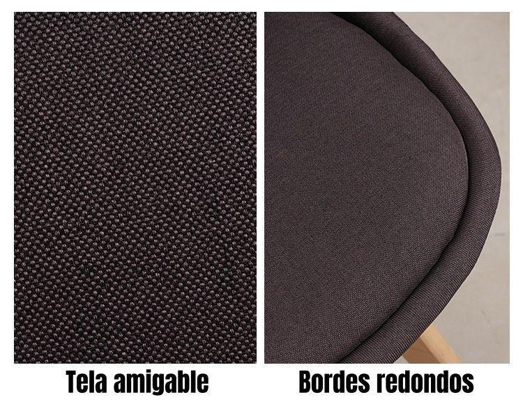 Set 4 Sillas De Comedor De Tela Madera Gris Fabric LuBabycas-4
