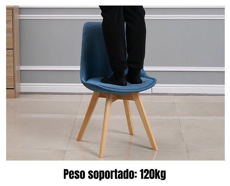 Set 4 Sillas De Comedor De Tela Madera Gris Fabric LuBabycas-5