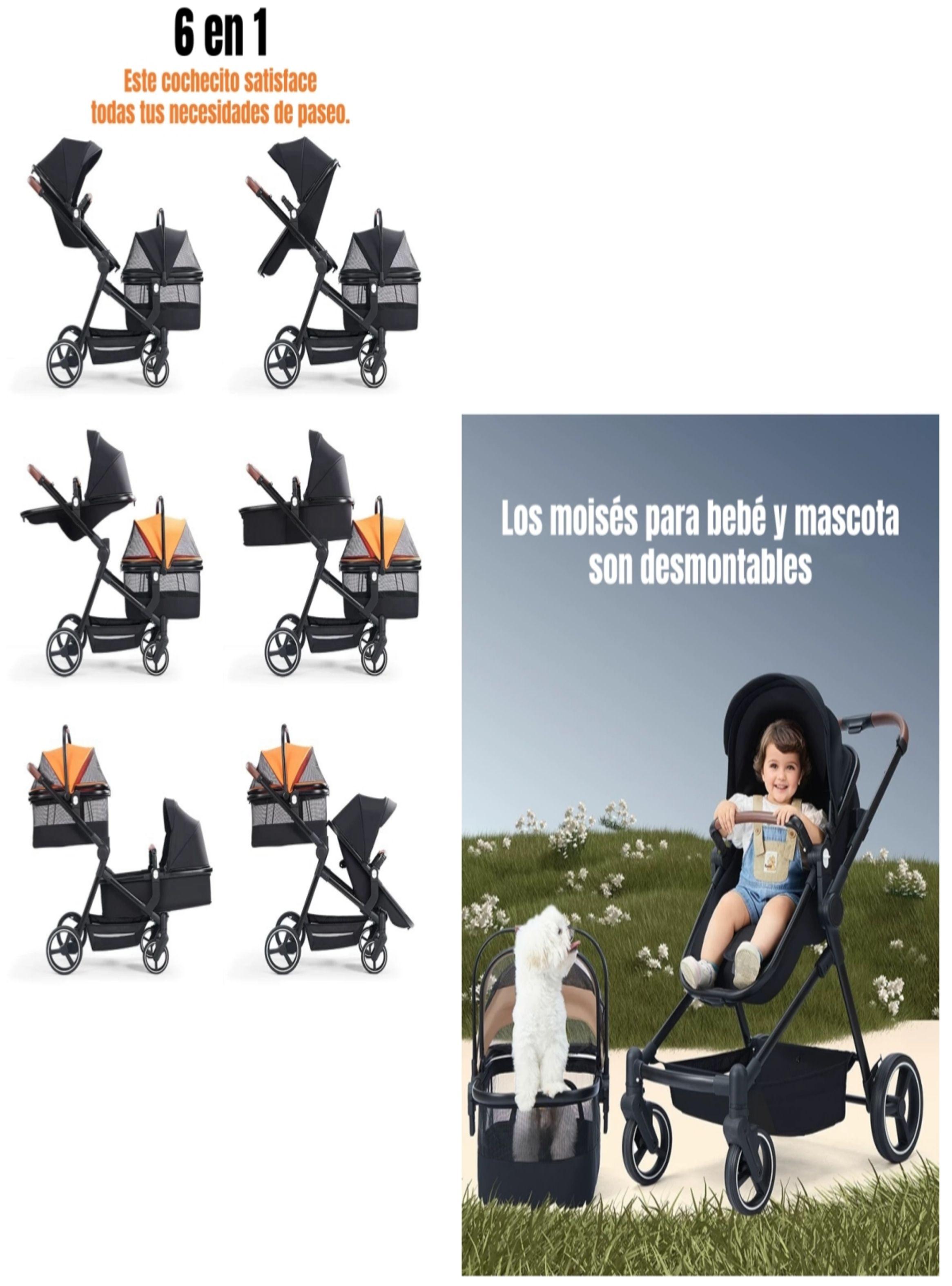 Coche De Bebé Y Mascota 2 En 1 Mix Negro By LuBabycas-3