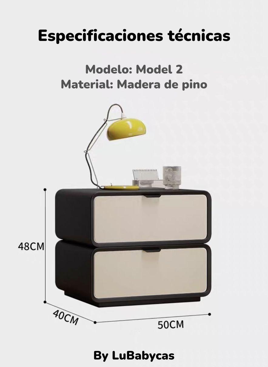 Velador De Madera 2 Cajones Listo Para Usar Crema-7
