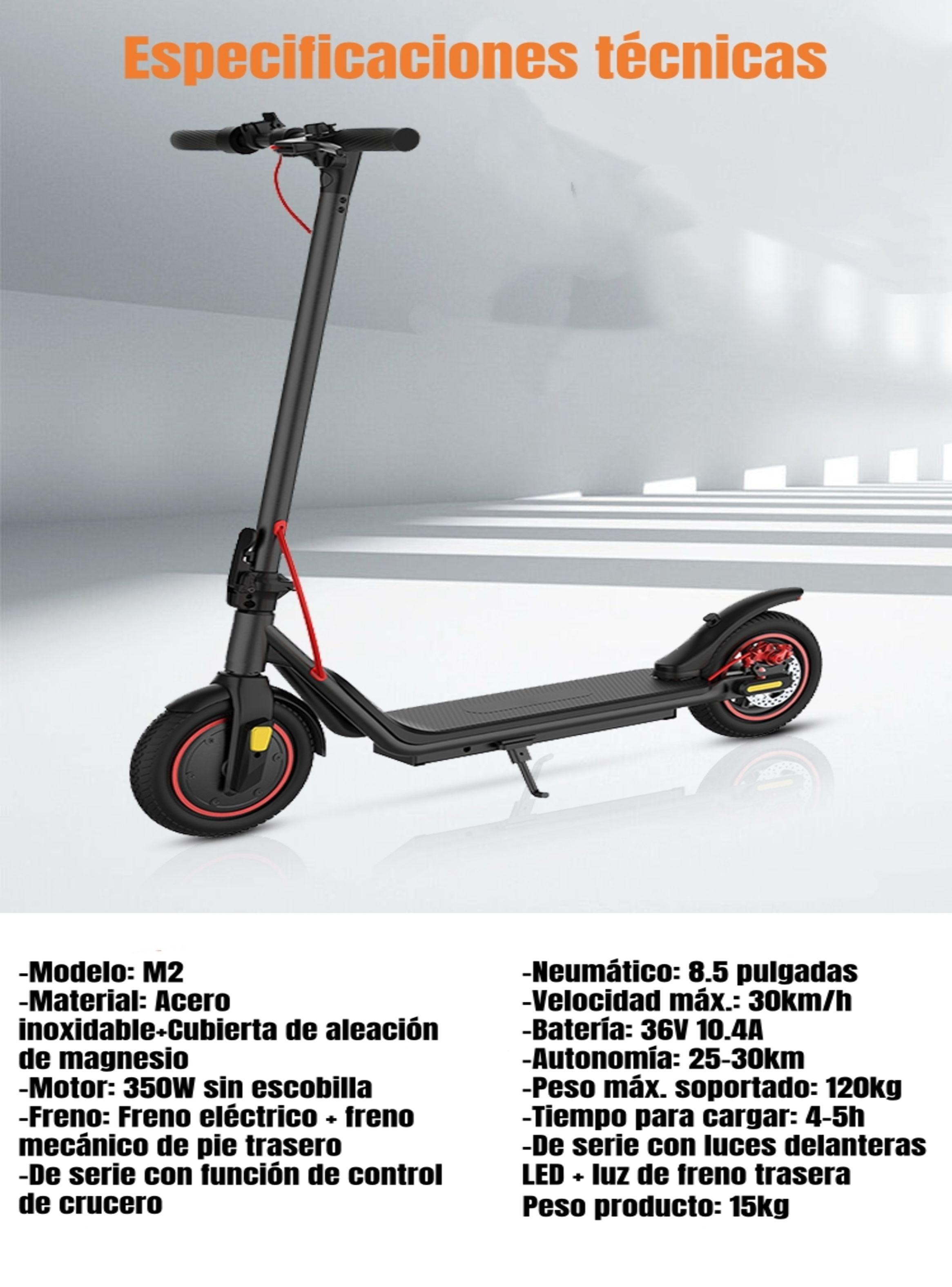Scooter Adulto Eléctrico 30KM 36V 350W M2 Negro-8