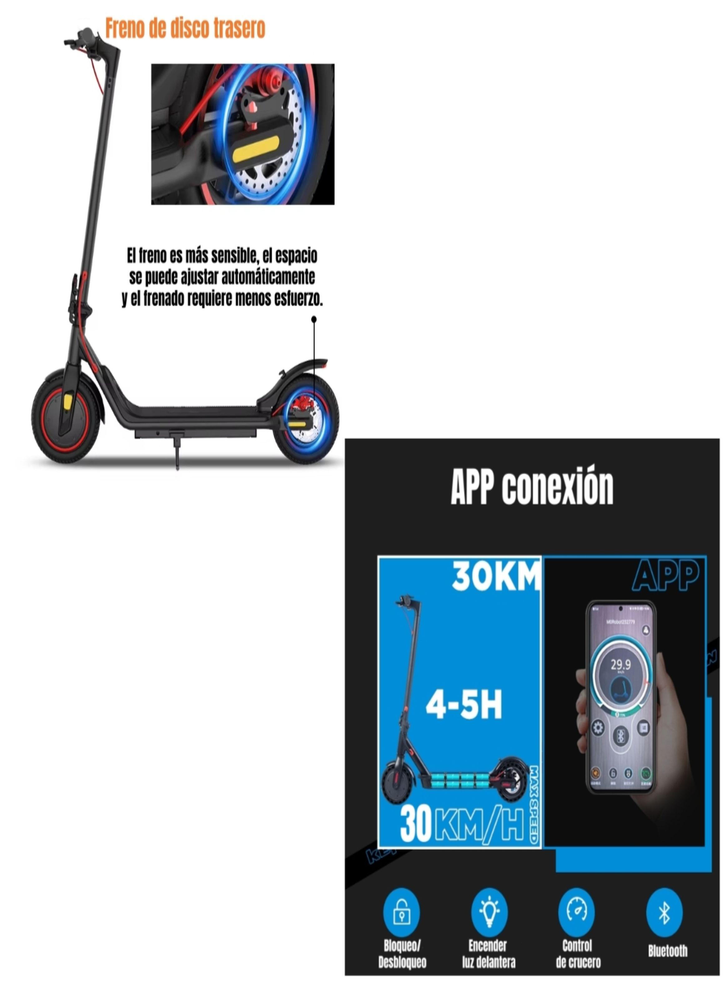 Scooter Adulto Eléctrico 30KM 36V 350W M2 Negro-3