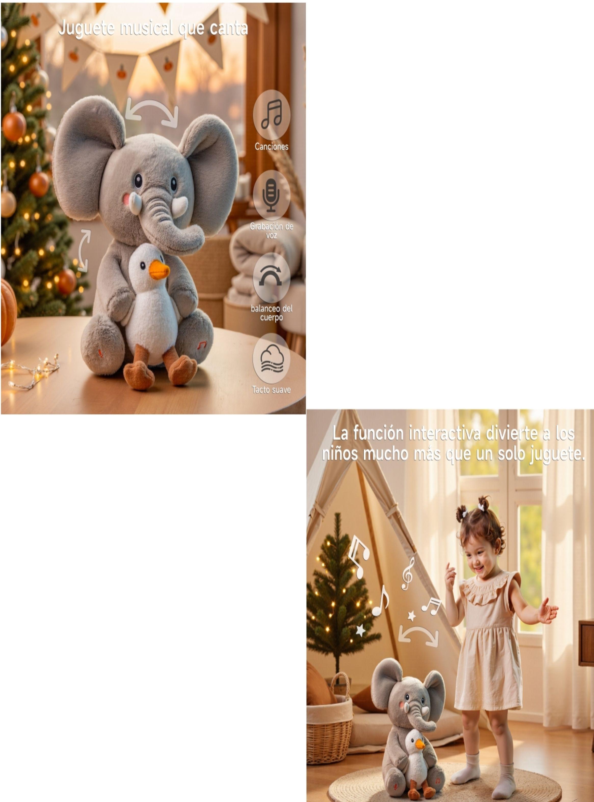 Peluche Elefante Interactivo Graba Canta y se Balancea TM389-2