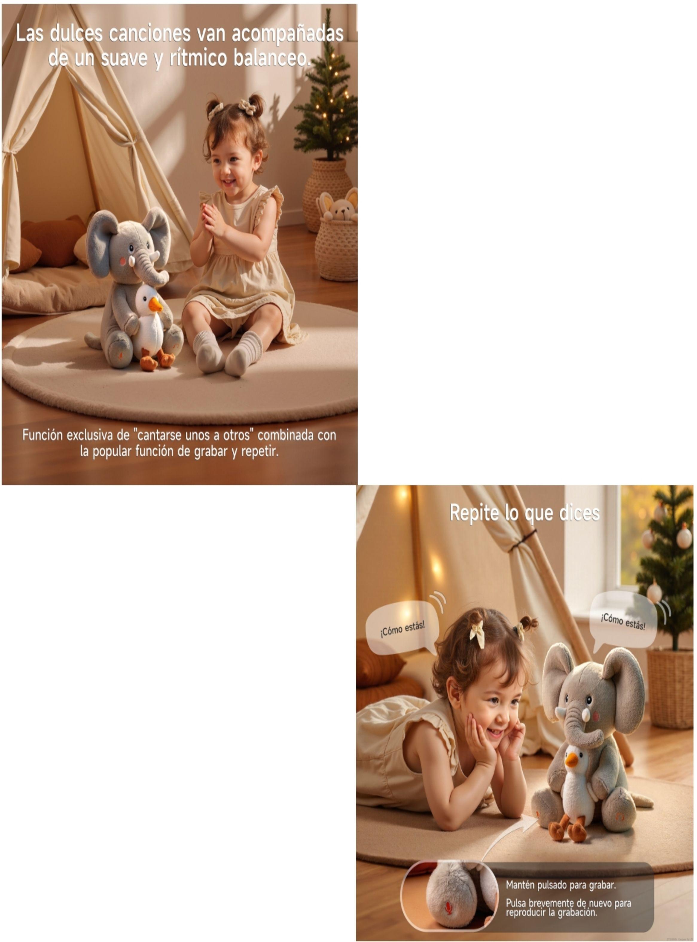 Peluche Elefante Interactivo Graba Canta y se Balancea TM389-5
