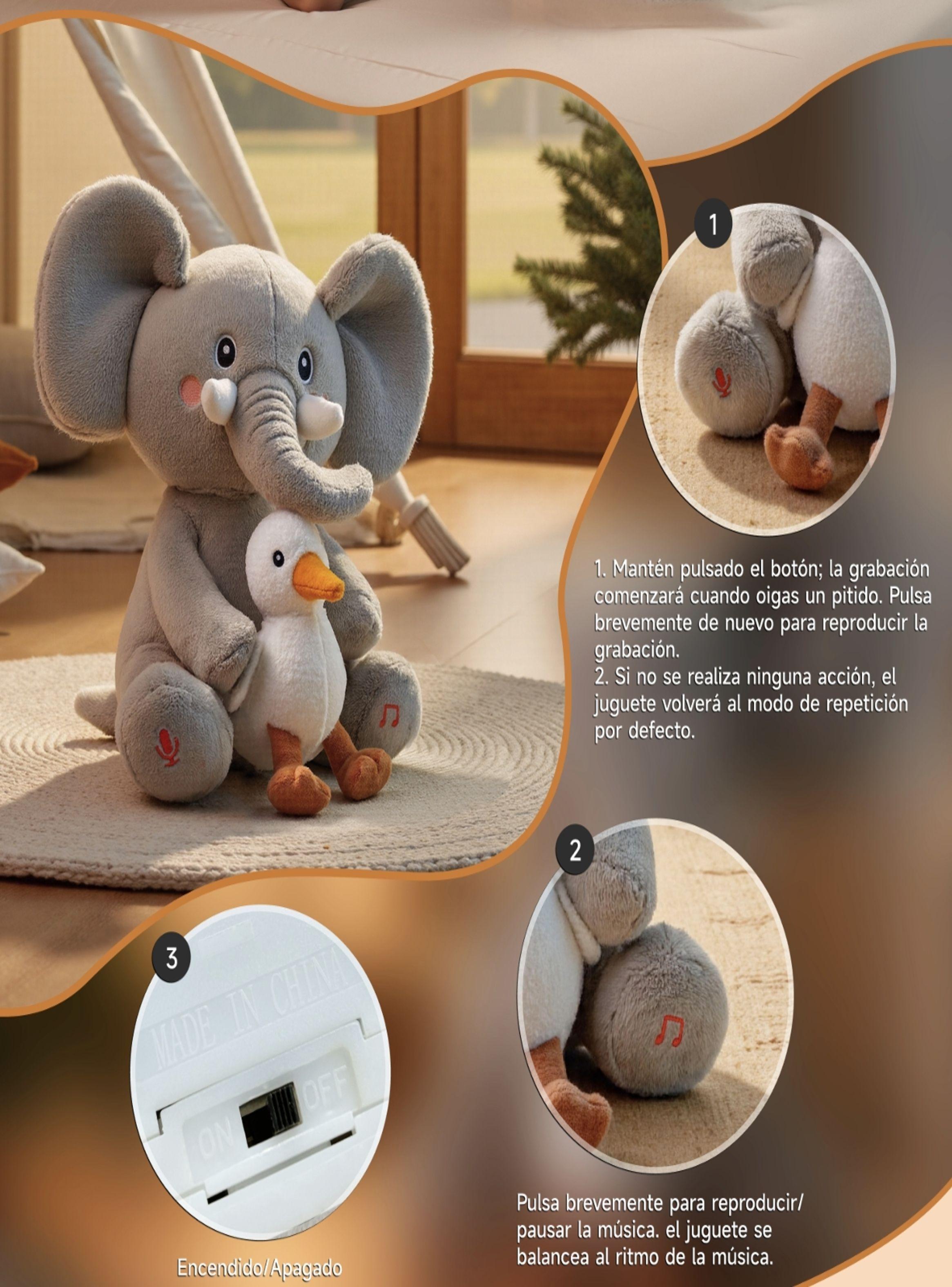 Peluche Elefante Interactivo Graba Canta y se Balancea TM389-6