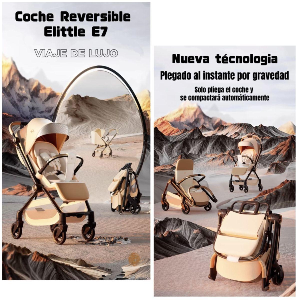 Coche De Paseo Reversible Nueva Tecnología Elittle E7 Dorado-1