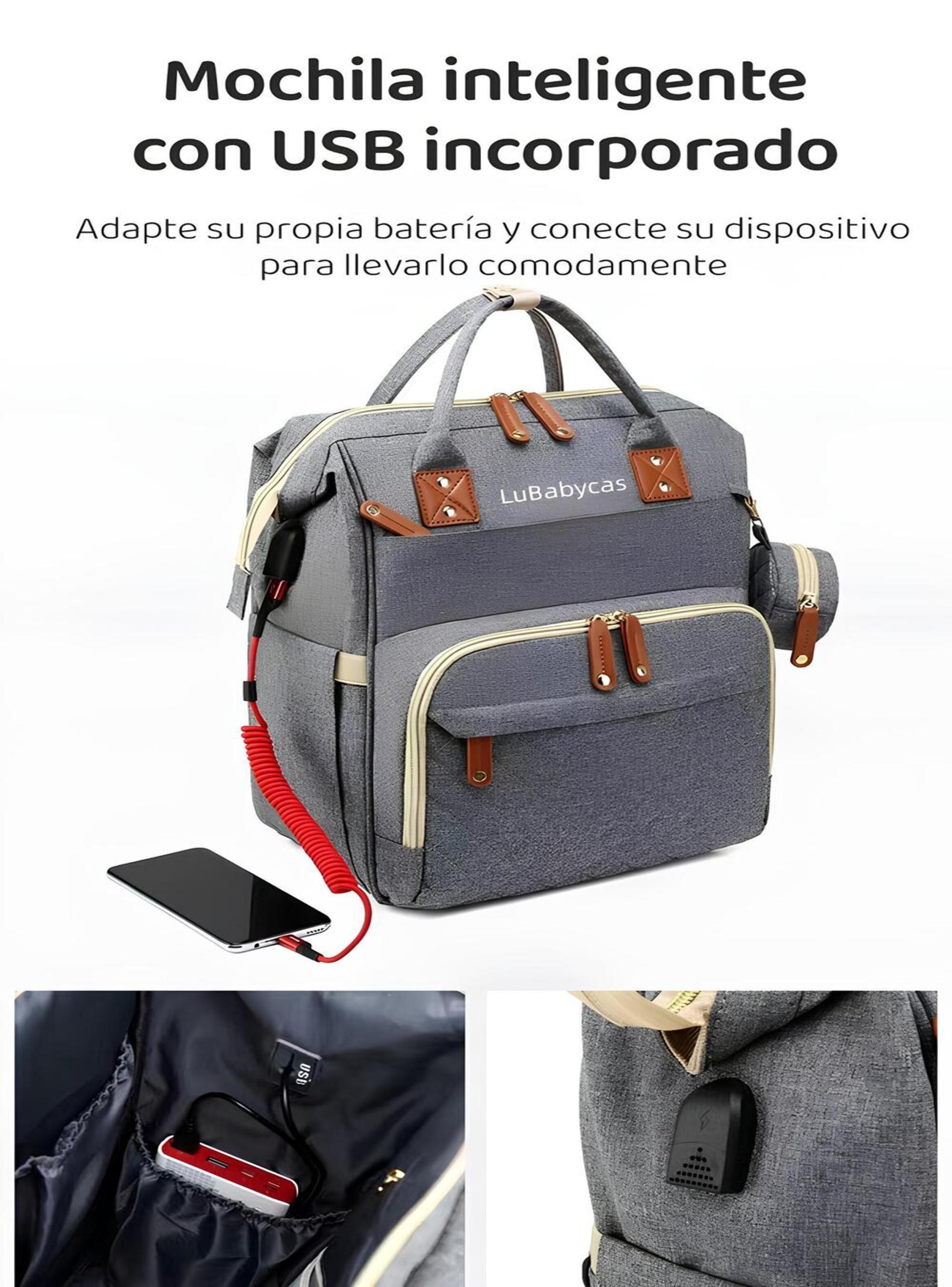 Mochila Maternal Lubabycas Impermeable Con Accesorios Rosada-5