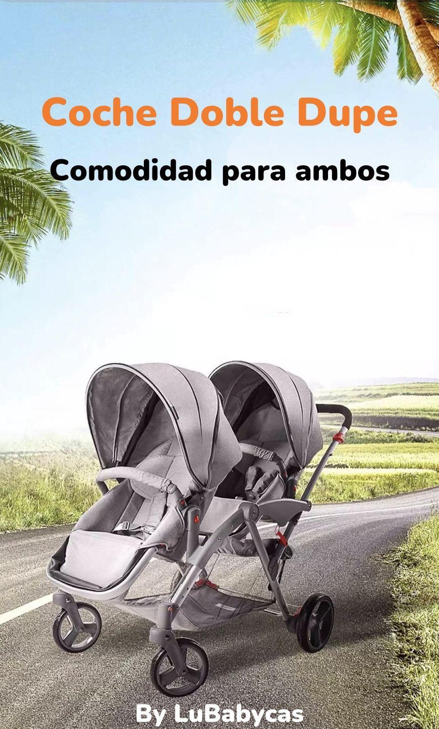 Coche Doble Duo Reclinable 9 Modos En 1 LuBabycas Negro-2