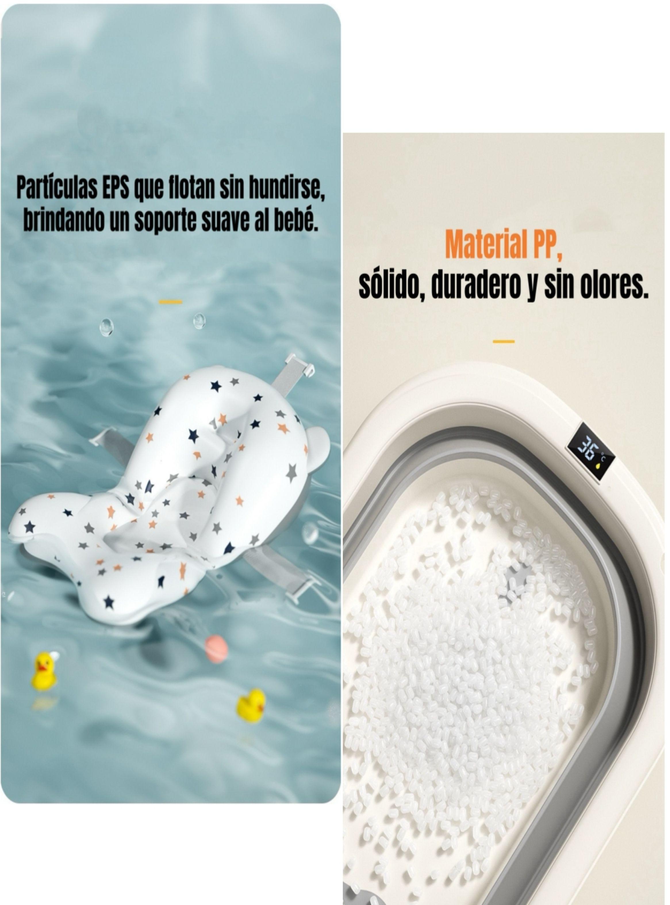 Bañera Plegable Con Termómetro, Cojin Y Más Accesorios Azul-6