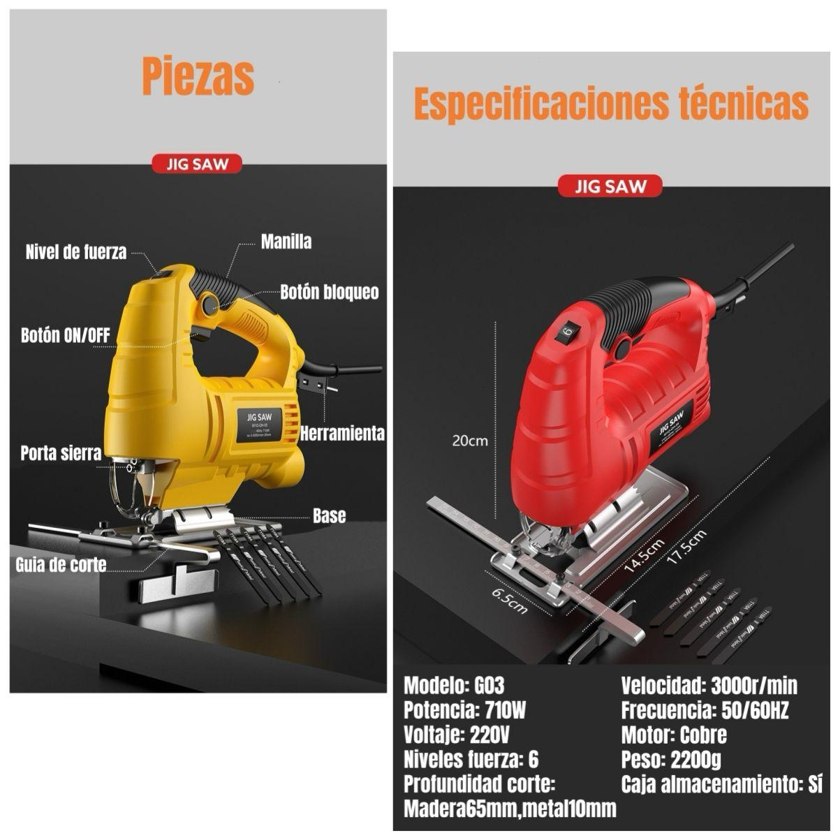 Sierra Caladora 710w 3000rpm 10 Hojas Sierra G03-7
