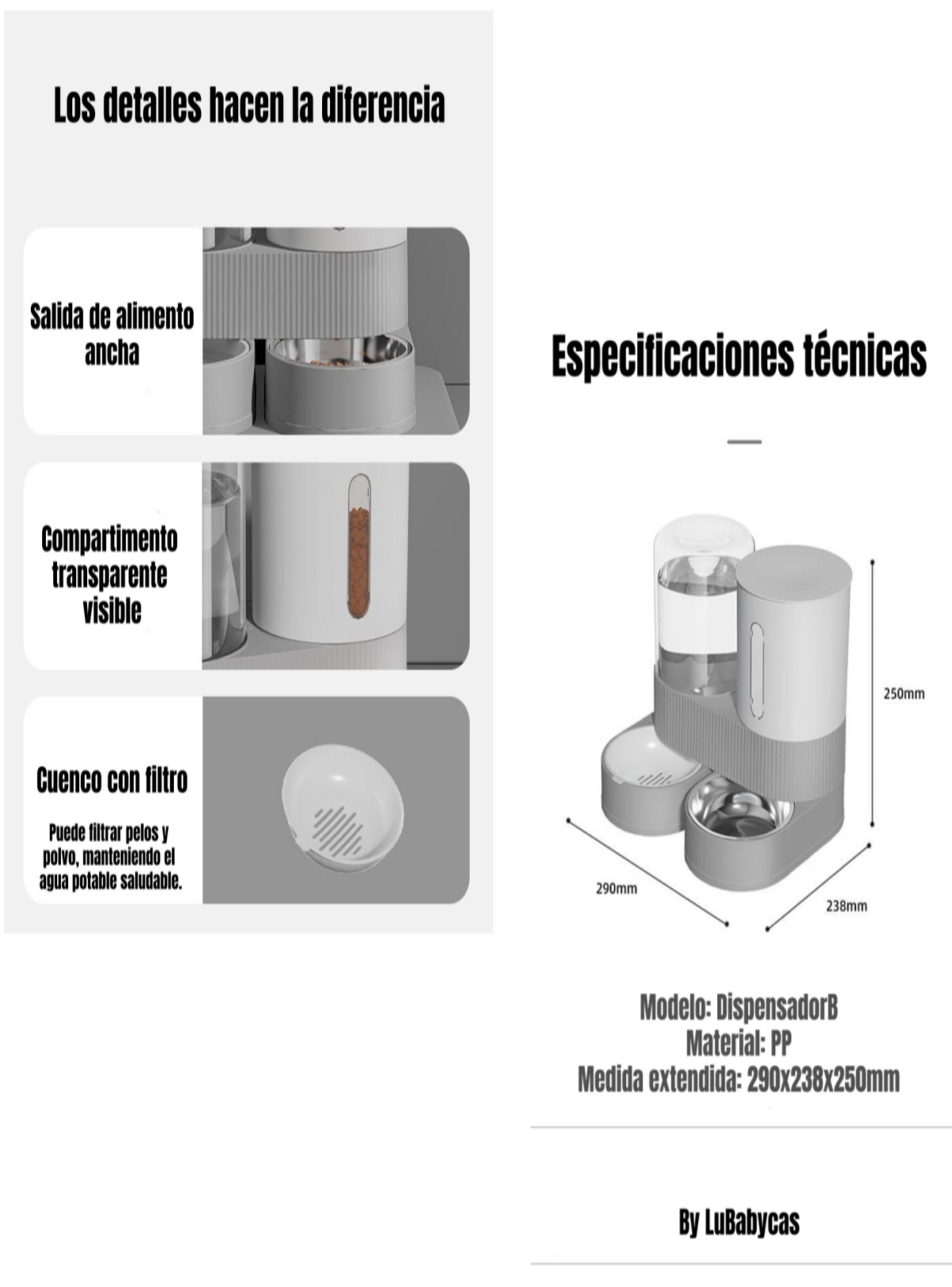 Dispensador 360 Automático Agua Y Alimento 2 En 1 LuBabycas-8