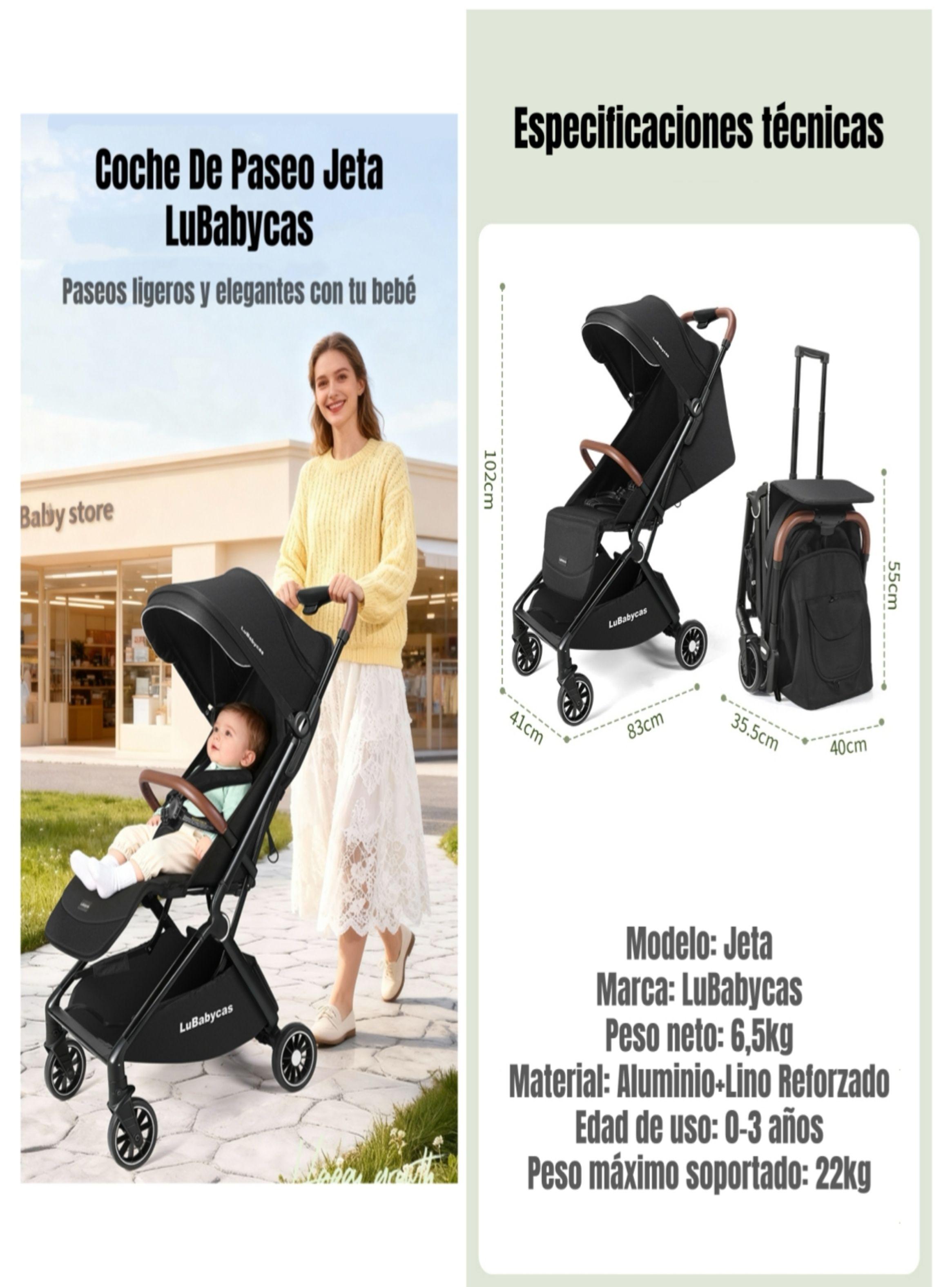 Coche De Paseo Tipo Maleta Aluminio 0-3 Años Jeta LuBabycas-2