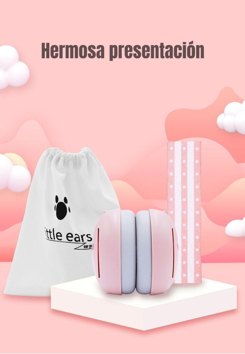 Orejeras Antiruido Auriculares Protectores Bebés Rosado-3