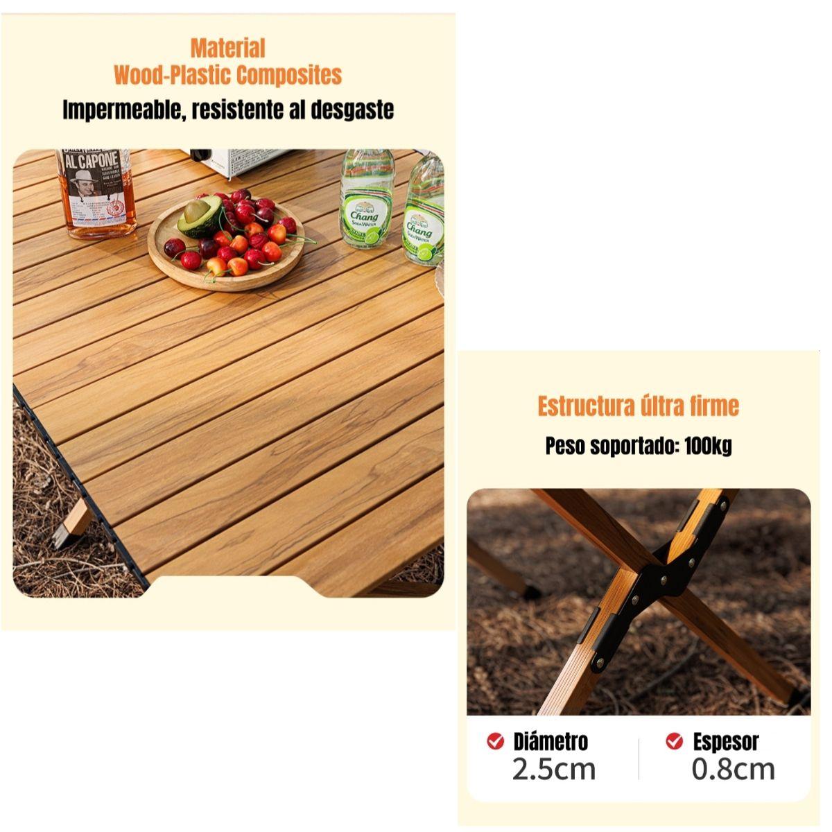 Mesa De Camping Plegable Impermeable 120x58cm Kemi-4