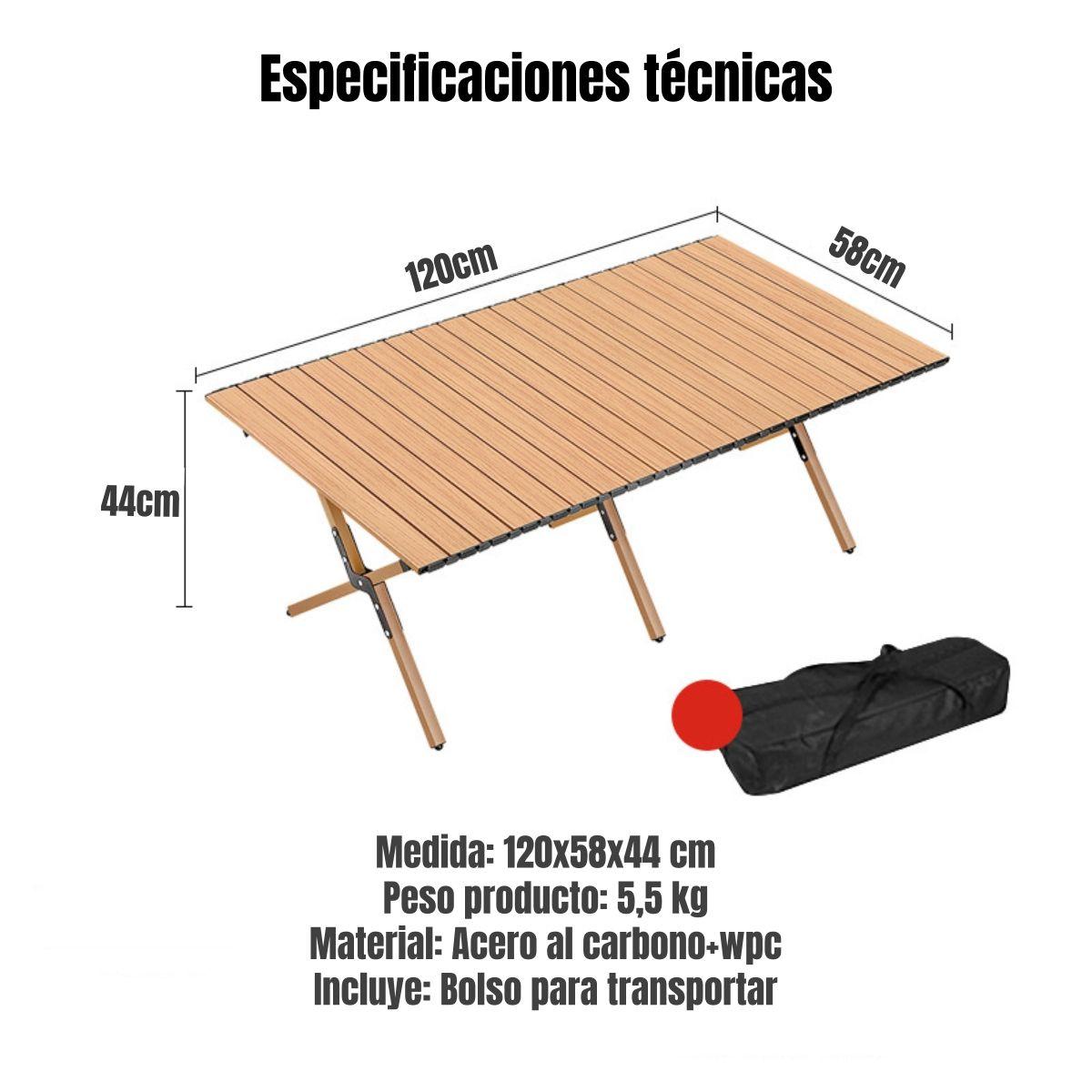 Mesa De Camping Plegable Impermeable 120x58cm Kemi-7
