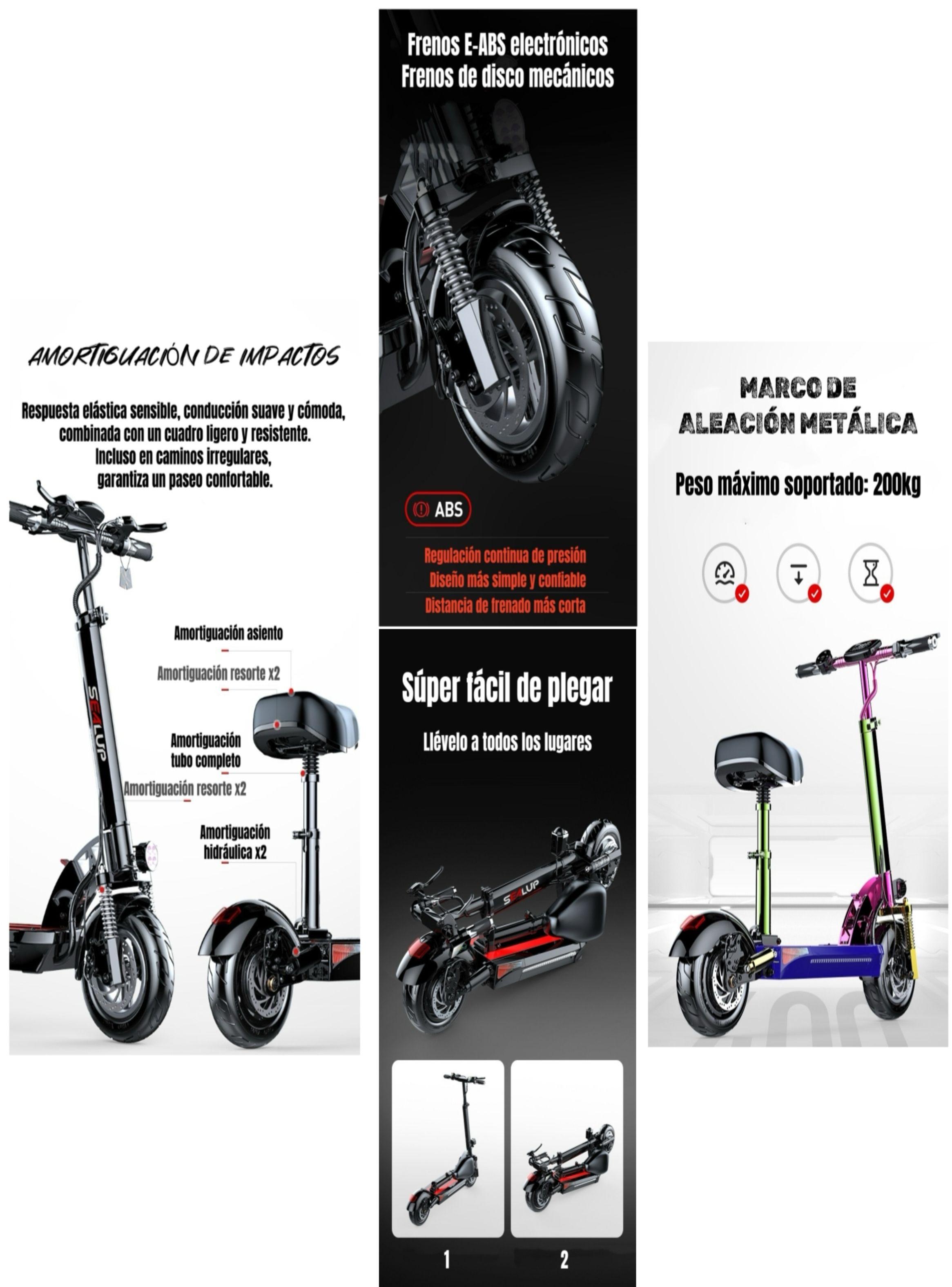 Scooter Adulto Eléctrico Flash 48V 500W 80KM Aluminio Negro-3