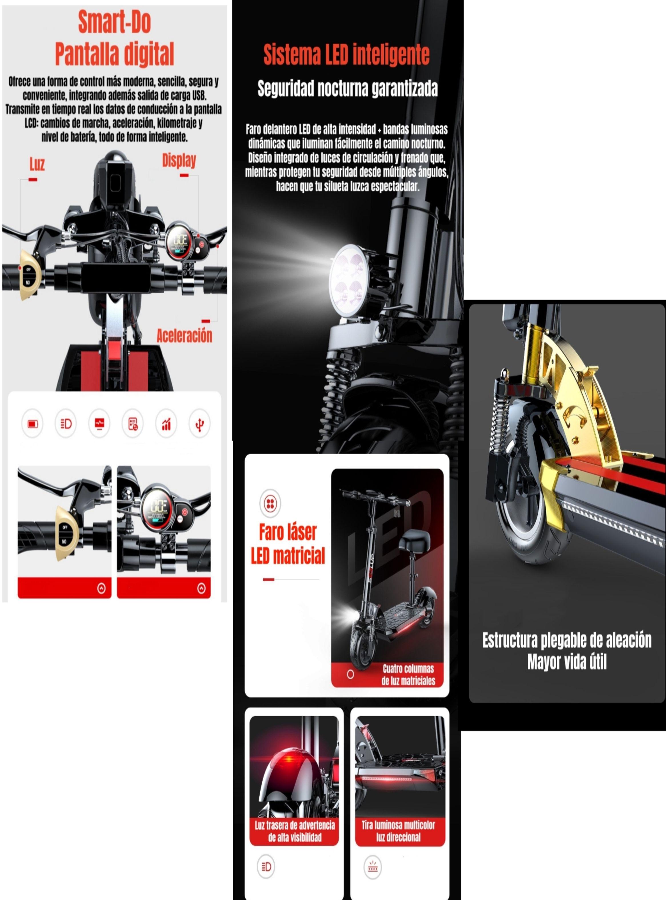 Scooter Adulto Eléctrico Flash 48V 500W 80KM Aluminio Negro-4