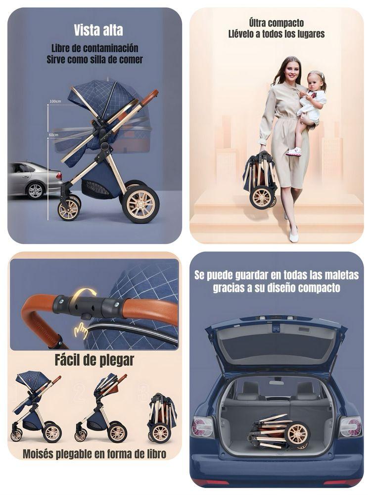 Coche Deluxe Con Silla Nido Y Accesorios Gris Lubabycas-3