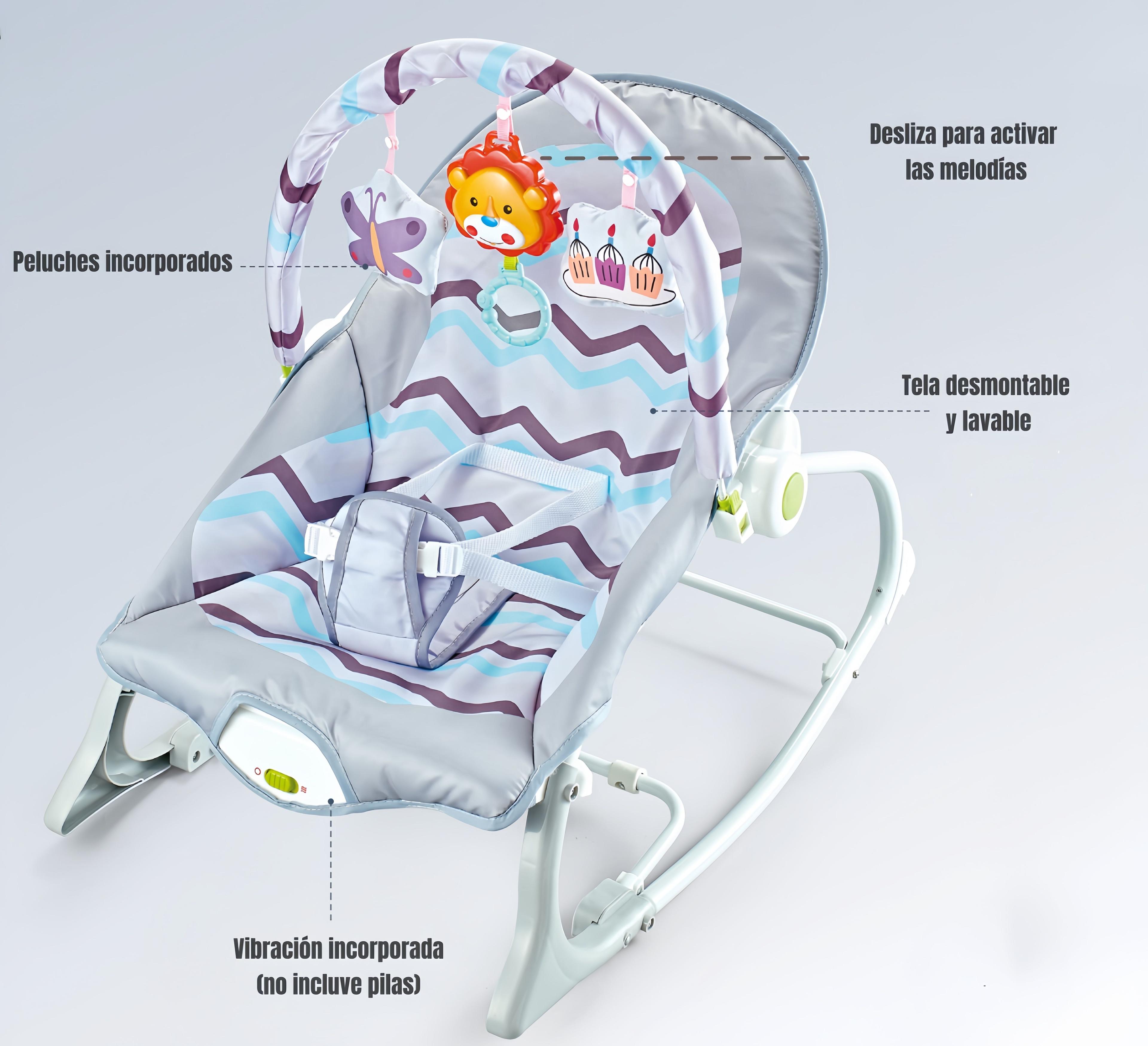Silla Nido Mecedora Con Vibración y Melodía Rosada LuBabycas-3